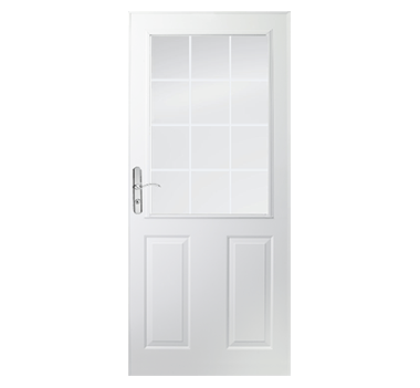 Partial light half ventilation storm doors