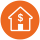 illustration of house with dollar sign inside orange circle