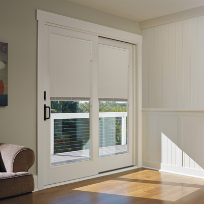 andersen a series frenchwood Gliding patio door with blinds between the glass
